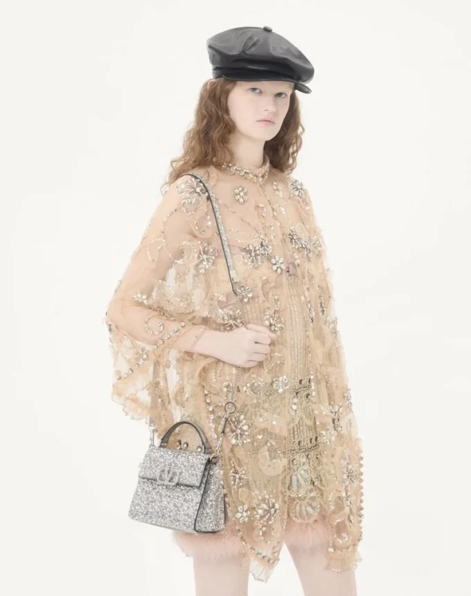 Mini Vsling Handbag With Sparkling Embroidery