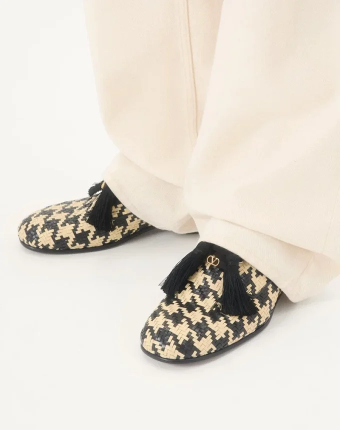 Mj Blues Houndstooth Derby In Woven Leather