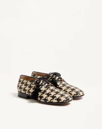 Mj Blues Houndstooth Derby In Woven Leather