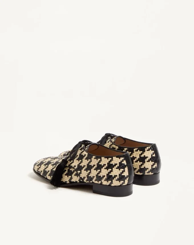 Mj Blues Houndstooth Derby In Woven Leather