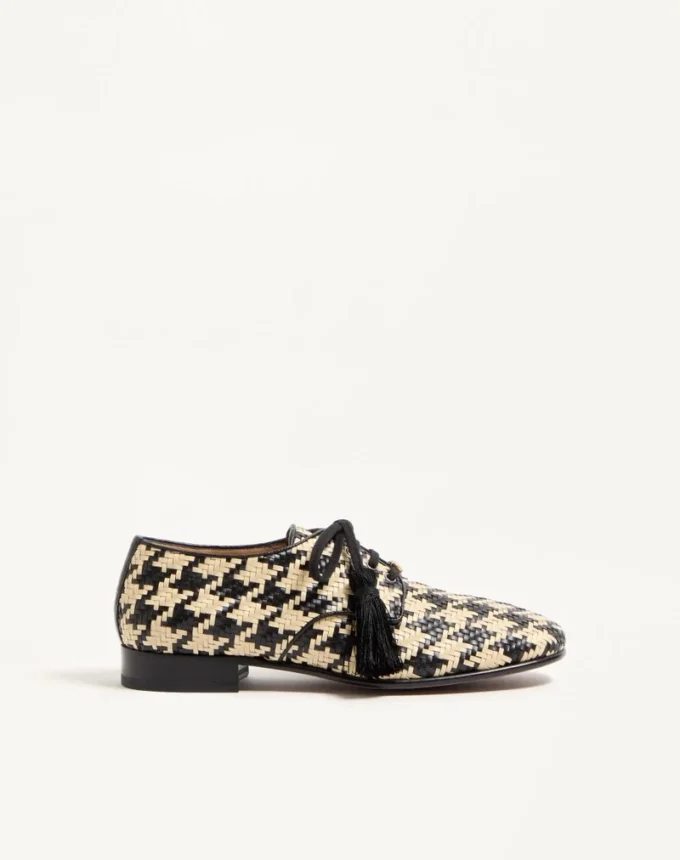 Mj Blues Houndstooth Derby In Woven Leather