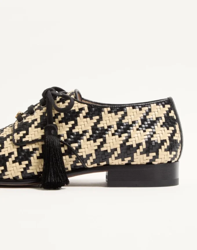Mj Blues Houndstooth Derby In Woven Leather