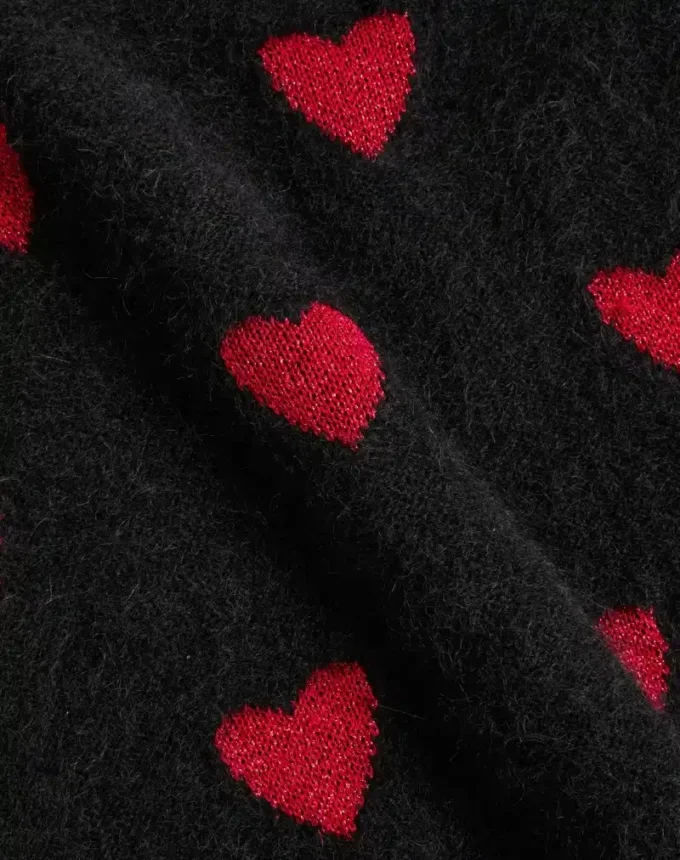 Mohair Wool And Lurex Sweater With Heart Jacquard Pattern