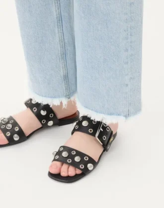 Nellcôte Slide Sandal In Grainy Calfskin