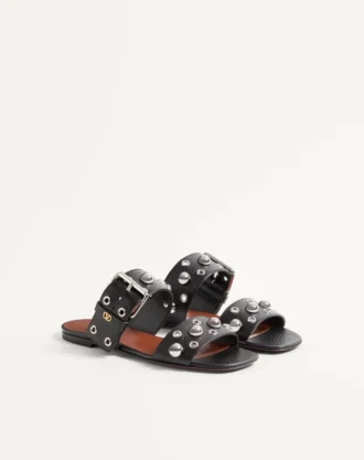 Nellcôte Slide Sandal In Grainy Calfskin