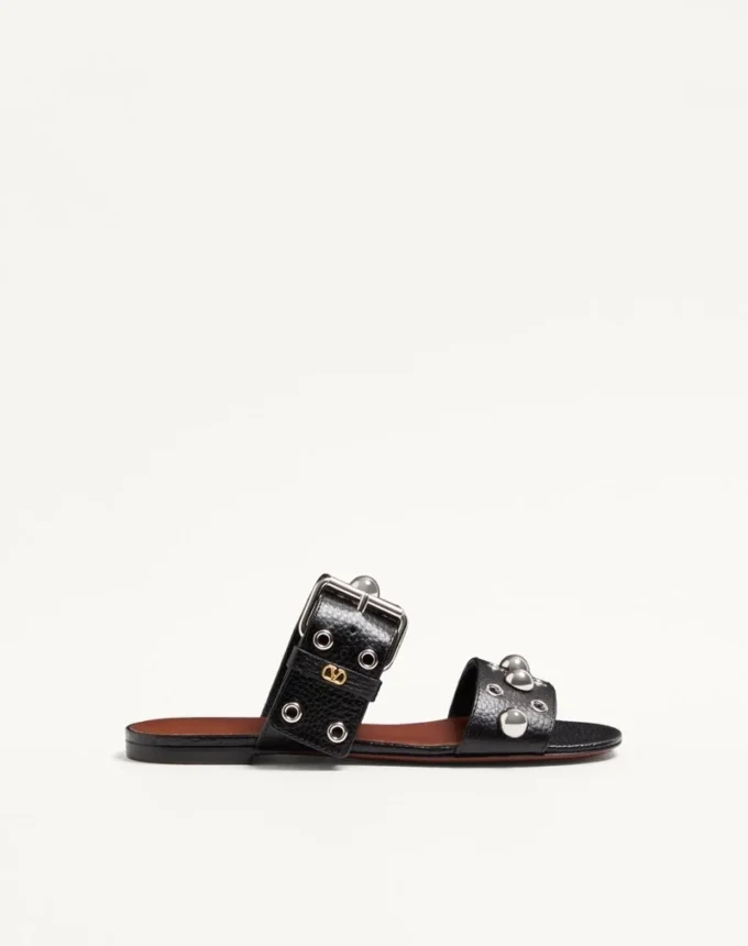 Nellcôte Slide Sandal In Grainy Calfskin