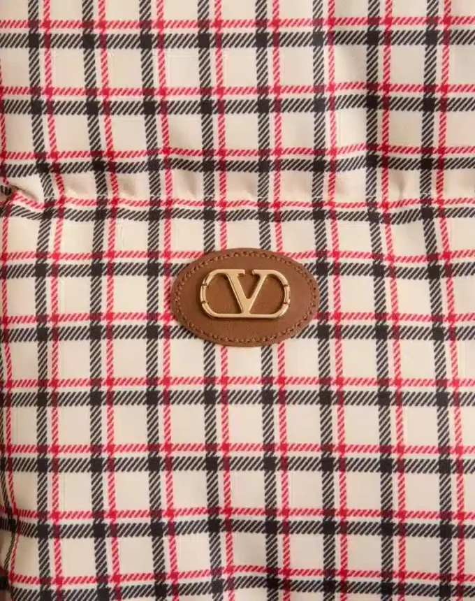 Nylon Hooded Down Jacket With Vlogo Patch Nylon Hooded Down Jacket With Vlogo Patch