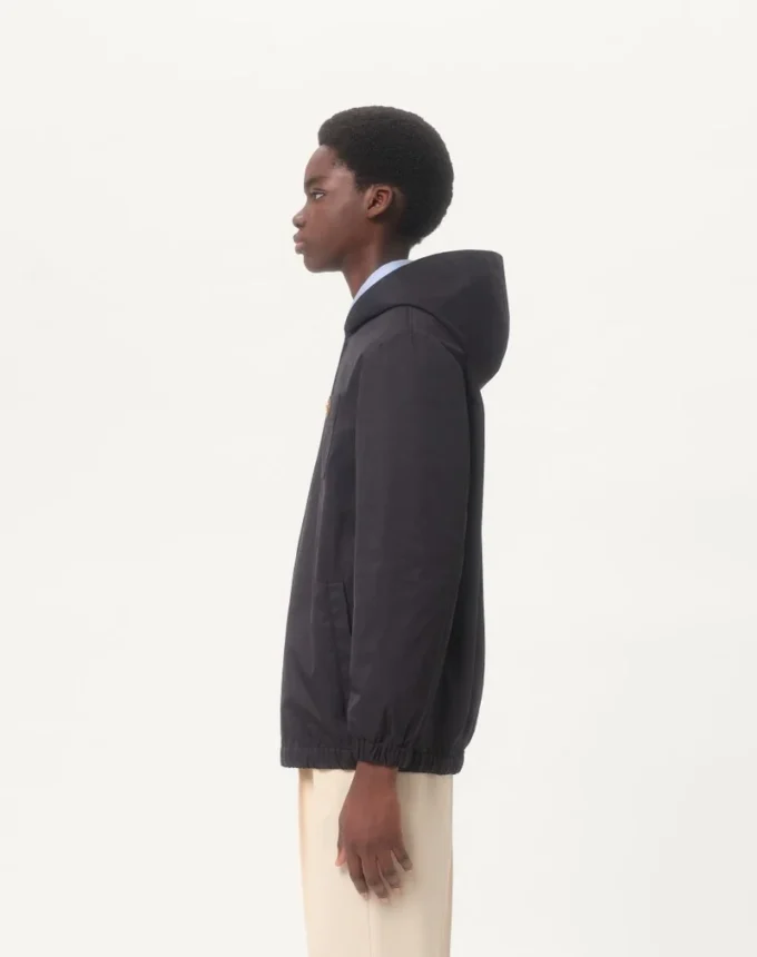 Nylon Hooded Jacket With Vlogo Patch Nylon Hooded Jacket With Vlogo Patch