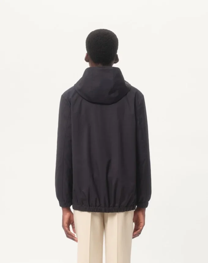 Nylon Hooded Jacket With Vlogo Patch Nylon Hooded Jacket With Vlogo Patch