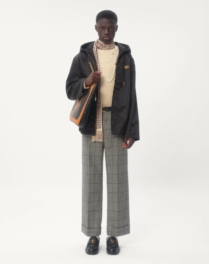 Nylon Hooded Windbreaker With Vlogo Patch Nylon Hooded Windbreaker With Vlogo Patch