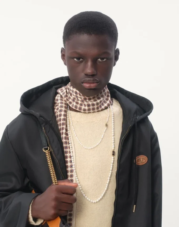 Nylon Hooded Windbreaker With Vlogo Patch Nylon Hooded Windbreaker With Vlogo Patch