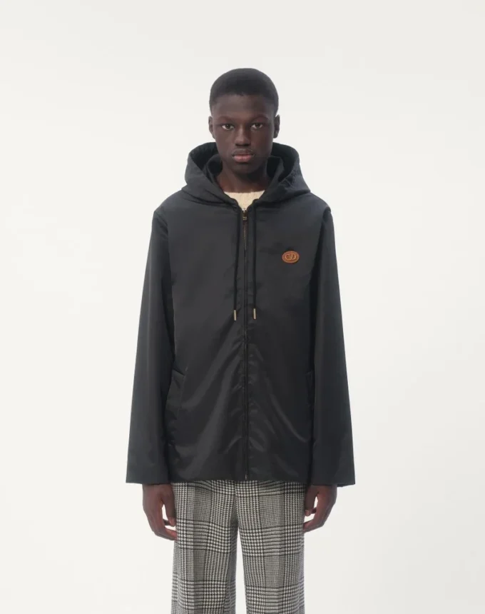 Nylon Hooded Windbreaker With Vlogo Patch Nylon Hooded Windbreaker With Vlogo Patch