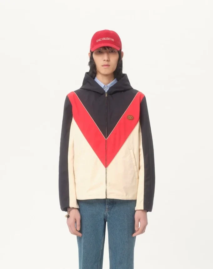 Nylon Hooded Windbreaker With Vlogo Patch