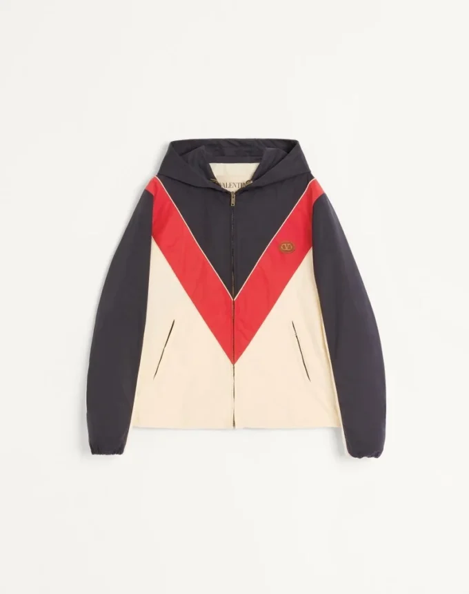 Nylon Hooded Windbreaker With Vlogo Patch