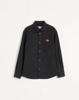 Nylon Shirt Jacket With Patch VLogo