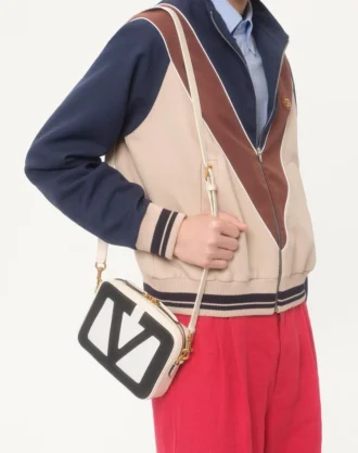 Nylon Sweatshirt With Zip And Vlogo Patch