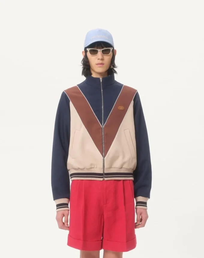 Nylon Sweatshirt With Zip And Vlogo Patch Nylon Sweatshirt With Zip And Vlogo Patch