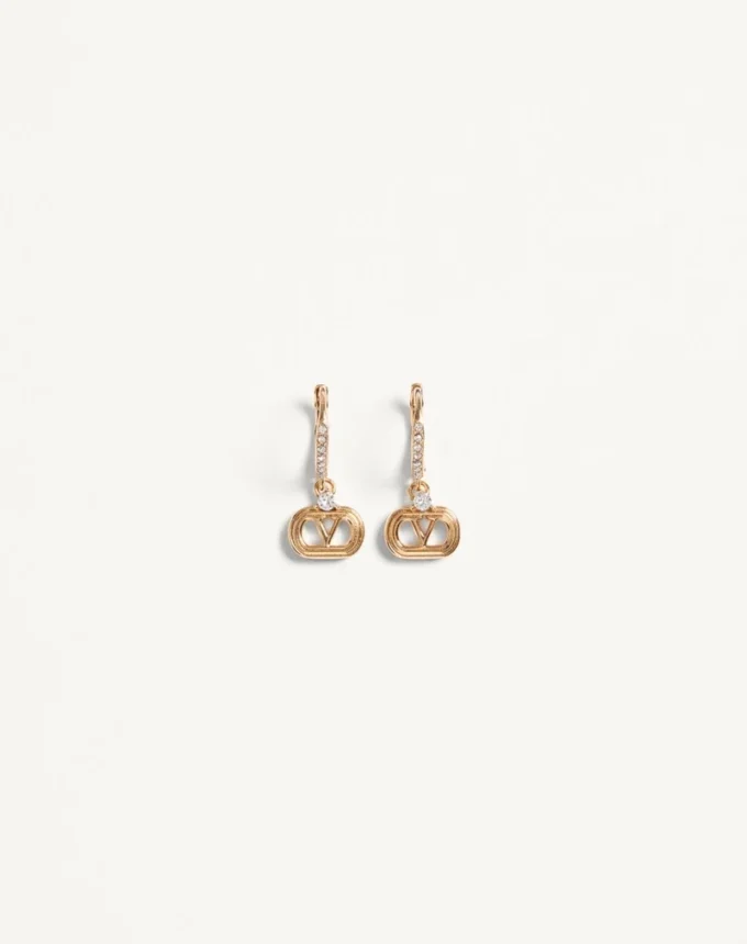 Oval Metal Earrings With Swarovski® Crystals