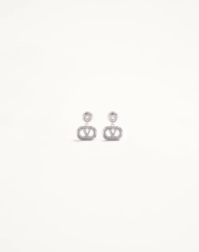 Oval Metal Earrings With Swarovski® Crystals