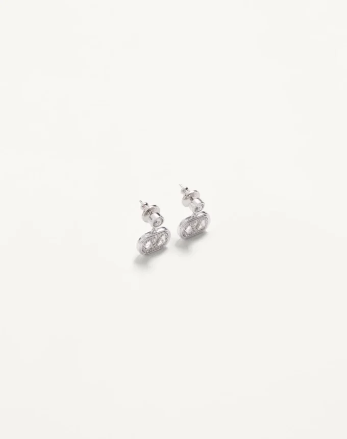 Oval Metal Earrings With Swarovski® Crystals