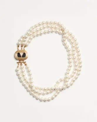 Oval Necklace In Metal, Enamel, Pearls And Swarovski® Crystals