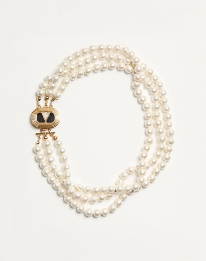 Oval Necklace In Metal, Enamel, Pearls And Swarovski® Crystals