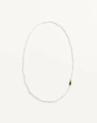 Oval Necklace In Metal, Pearls And Enamel