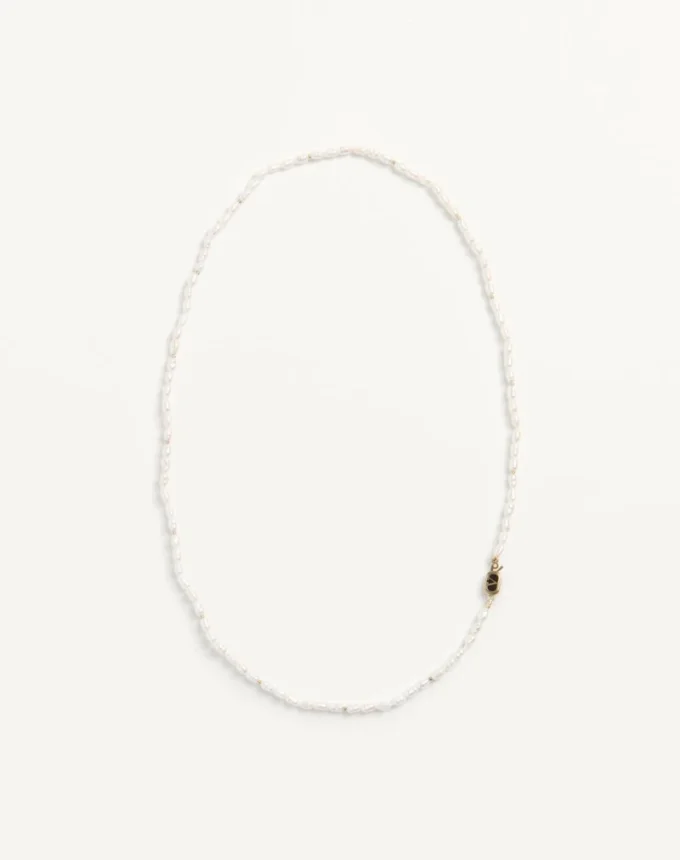 Oval Necklace In Metal, Pearls And Enamel Oval Necklace In Metal, Pearls And Enamel