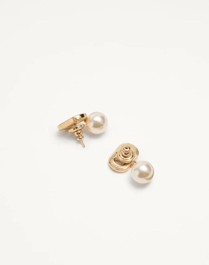 Ovalette Metal Earrings With Swarovski® Pearls Ovalette Metal Earrings With Swarovski® Pearls