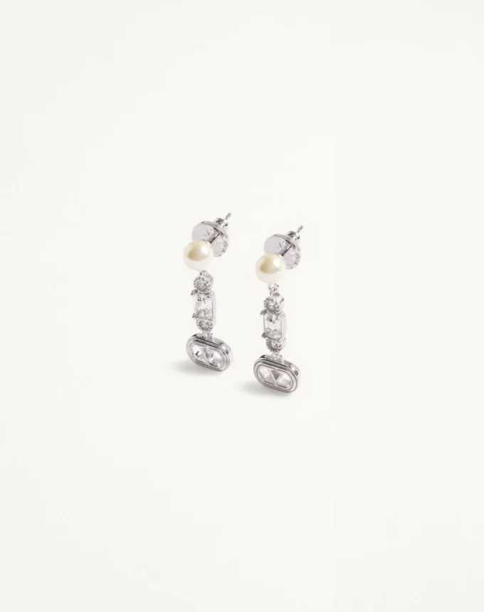 Ovalette Metal, Pearl And Swarovski® Crystal Earrings Ovalette Metal, Pearl And Swarovski® Crystal Earrings