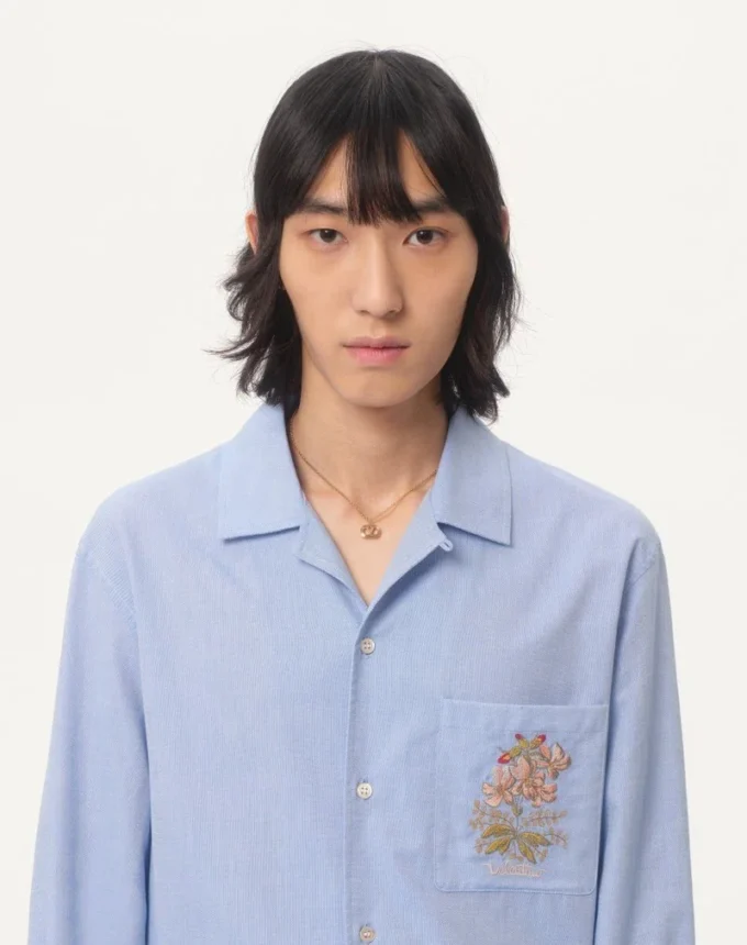 Oxford Cotton Shirt With Floral Embroidery