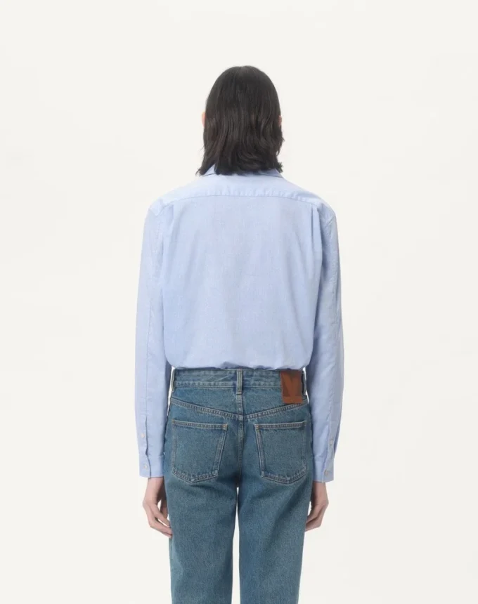 Oxford Cotton Shirt With Floral Embroidery