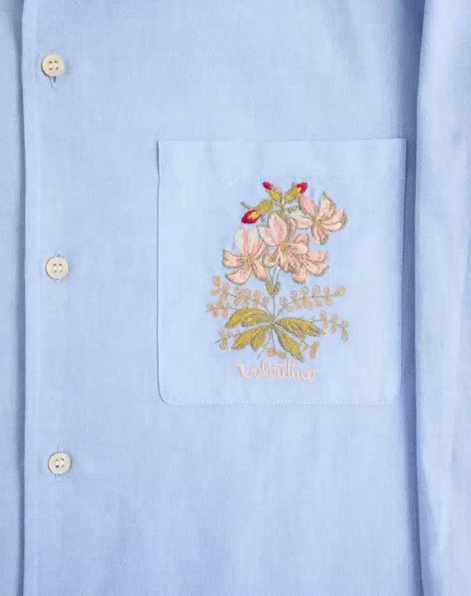 Oxford Cotton Shirt With Floral Embroidery