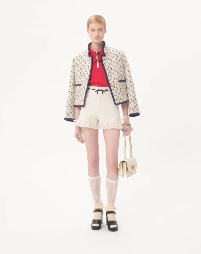 Padded Caban With Cherryfic Print Jacquard