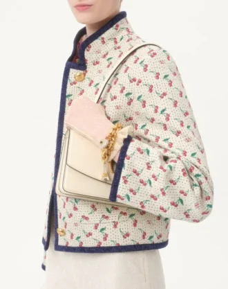 Padded Caban With Cherryfic Print Jacquard