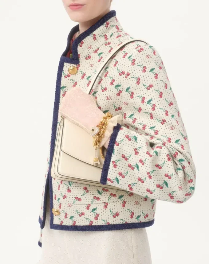 Padded Caban With Cherryfic Print Jacquard