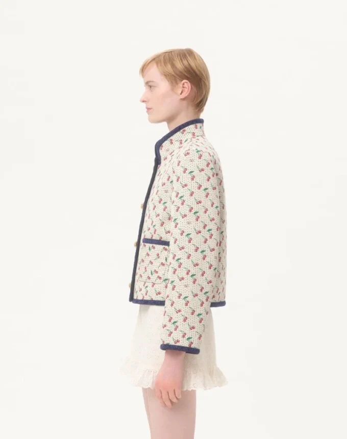 Padded Caban With Cherryfic Print Jacquard