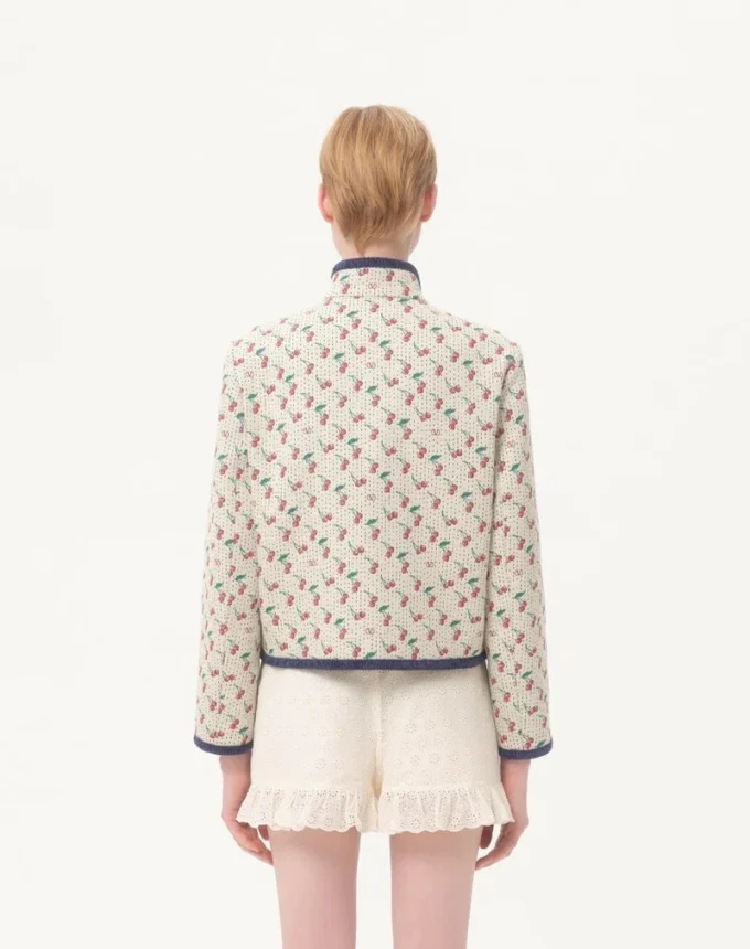 Padded Caban With Cherryfic Print Jacquard