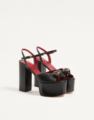 Panthea Platform Sandal in Kidskin Leather 125mm