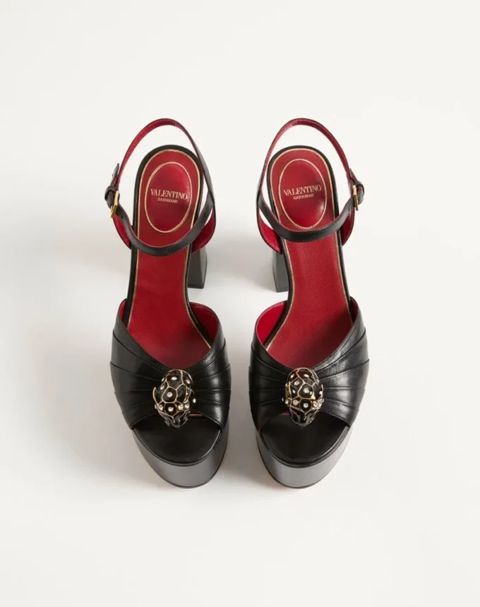 Panthea Platform Sandal in Kidskin Leather 125mm