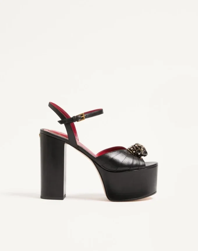 Panthea Platform Sandal in Kidskin Leather 125mm