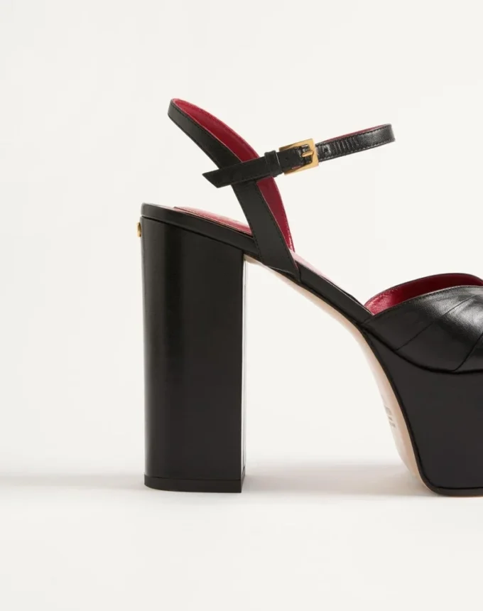 Panthea Platform Sandal in Kidskin Leather 125mm