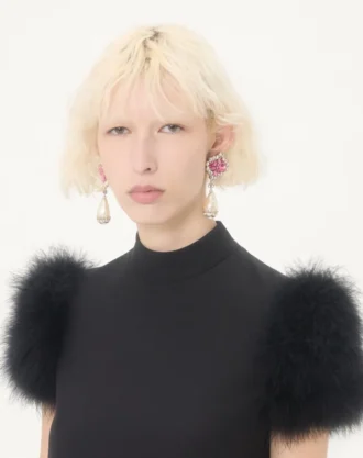 Pas Plus Earrings in Metal, Resin, Enamel, and Crystals