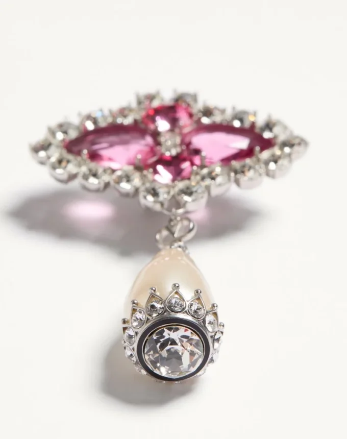 Pas Plus Earrings in Metal, Resin, Enamel, and Crystals