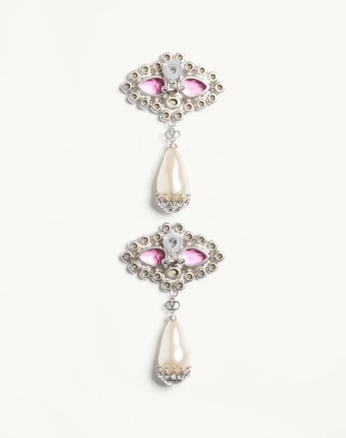 Pas Plus Earrings in Metal, Resin, Enamel, and Crystals