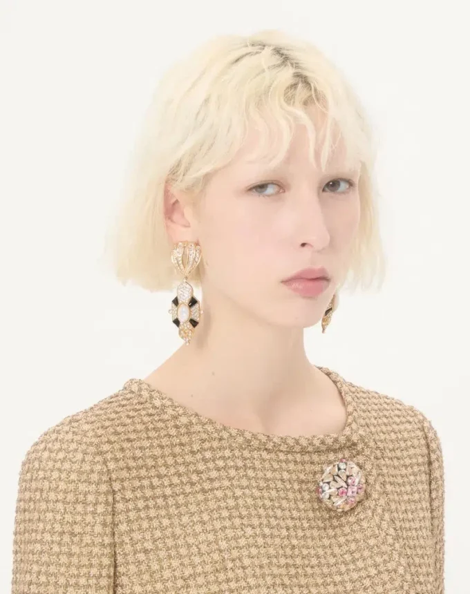 Pas Plus Earrings in Metal, Resin, Enamel, and Swarovski® Crystals