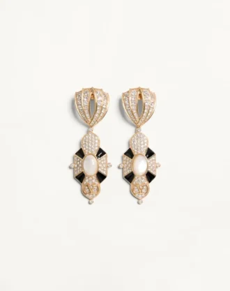 Pas Plus Earrings in Metal, Resin, Enamel, and Swarovski® Crystals