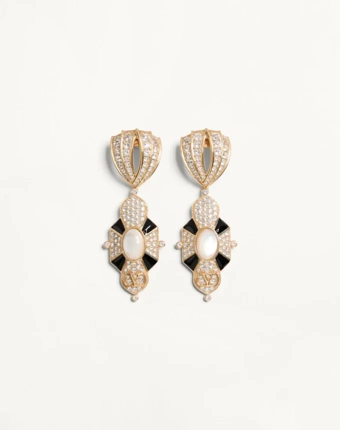 Pas Plus Earrings in Metal, Resin, Enamel, and Swarovski® Crystals