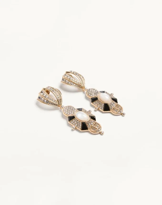 Pas Plus Earrings in Metal, Resin, Enamel, and Swarovski® Crystals