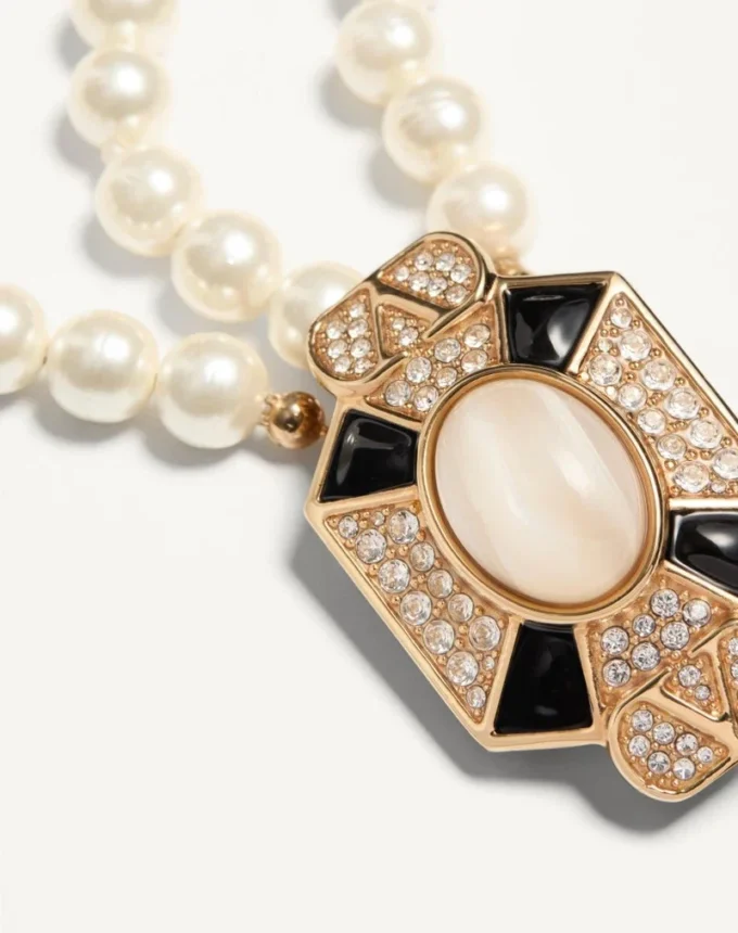 Pas Plus Necklace In Metal, Enamel, Resin, Pearls And Swarovski® Crystals